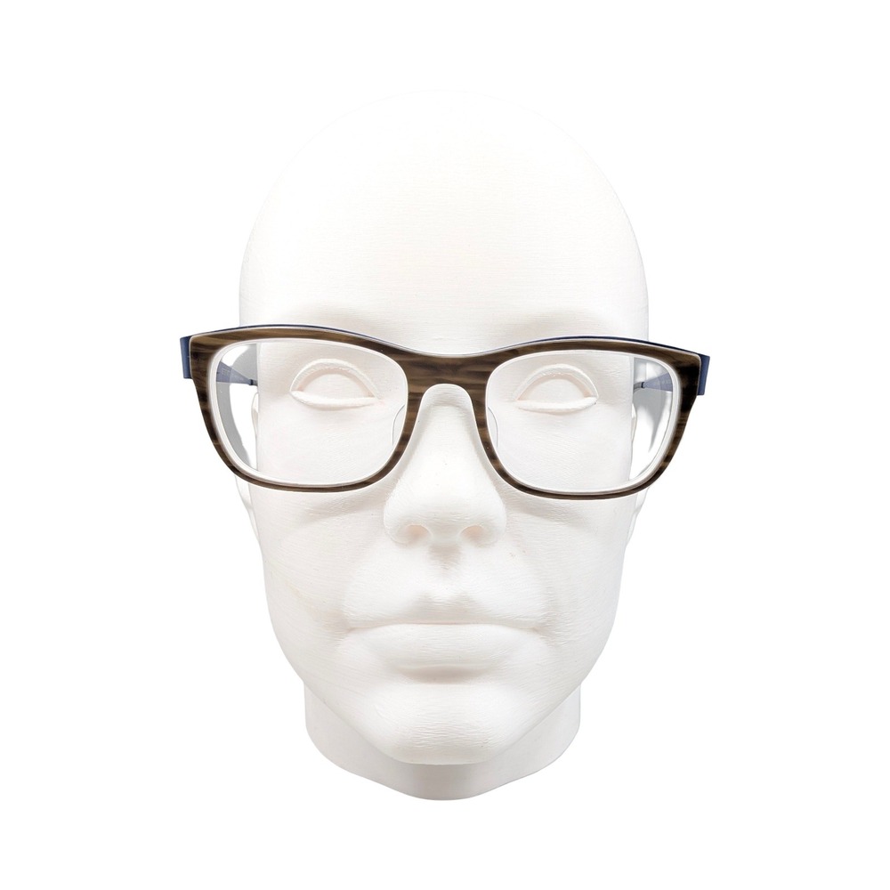 Bevel Rusty 2529 HBM Eyeglasses Blue Brown Woodgrain Full Rim Japan 54-19